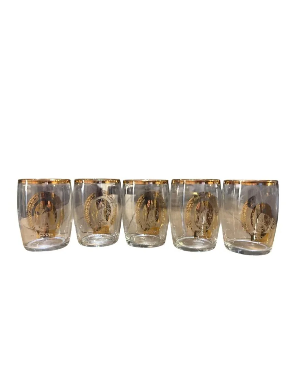 Vintage Coors Gold Rim Shot Glasses Set of 5 Rocky Mountain Cordial Barware Used